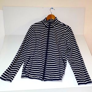 Jones New York Zip Up Striped Jacket Blue/ White